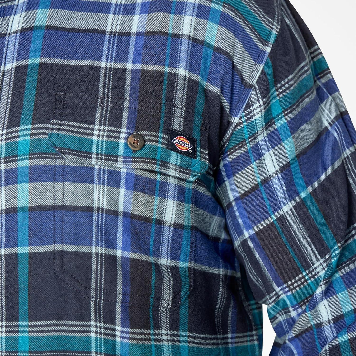 imageDickies Mens Long Sleeve Flex Flannel ShirtDark Denim