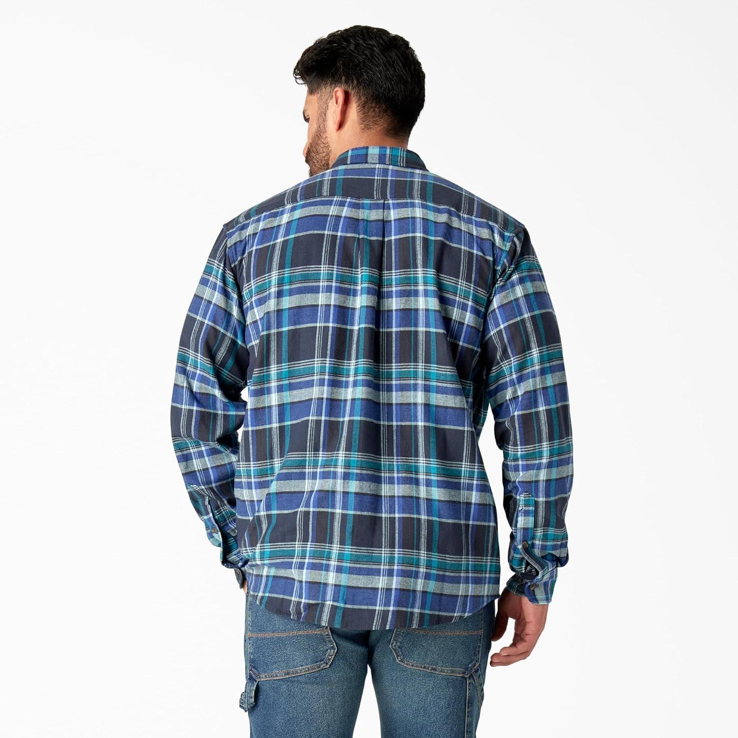 imageDickies Mens Long Sleeve Flex Flannel ShirtDark Denim