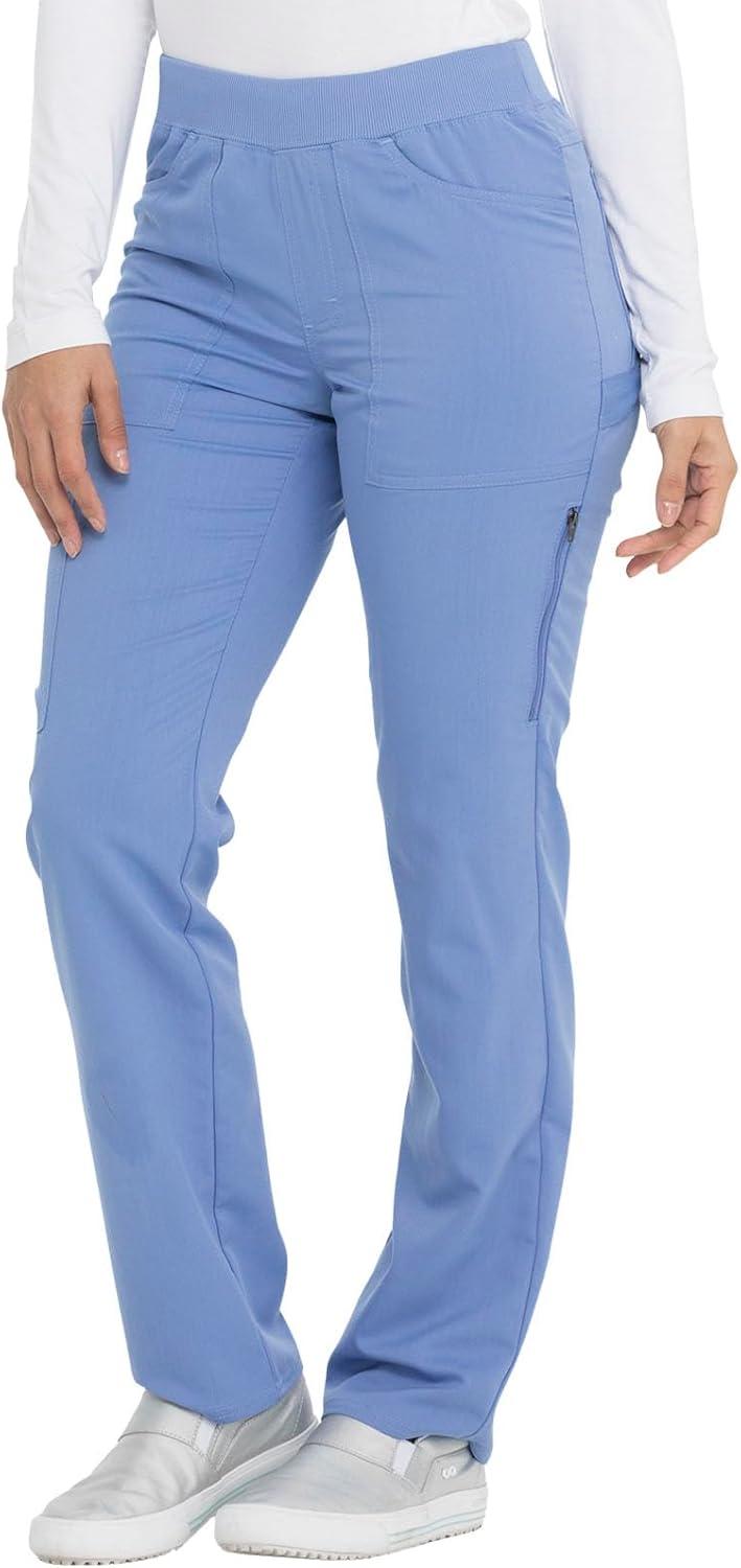 imageDickies Women Scrub Pullon Pant Mid Rise Tapered Leg Bottoms with 6 Pockets ampamp RibKnit Waistband DK135Ciel