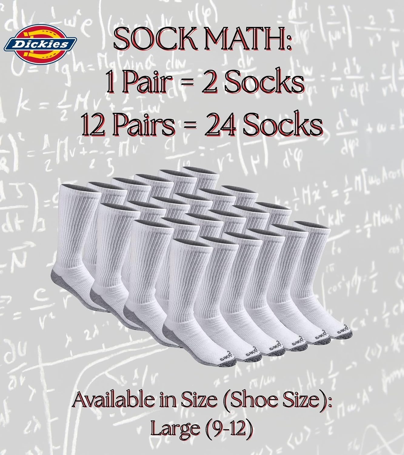 image:imageDickies Mens DriTech Moisture Control BootLength Socks Available in LXL 6 12 PairsWhite 12 Pairs