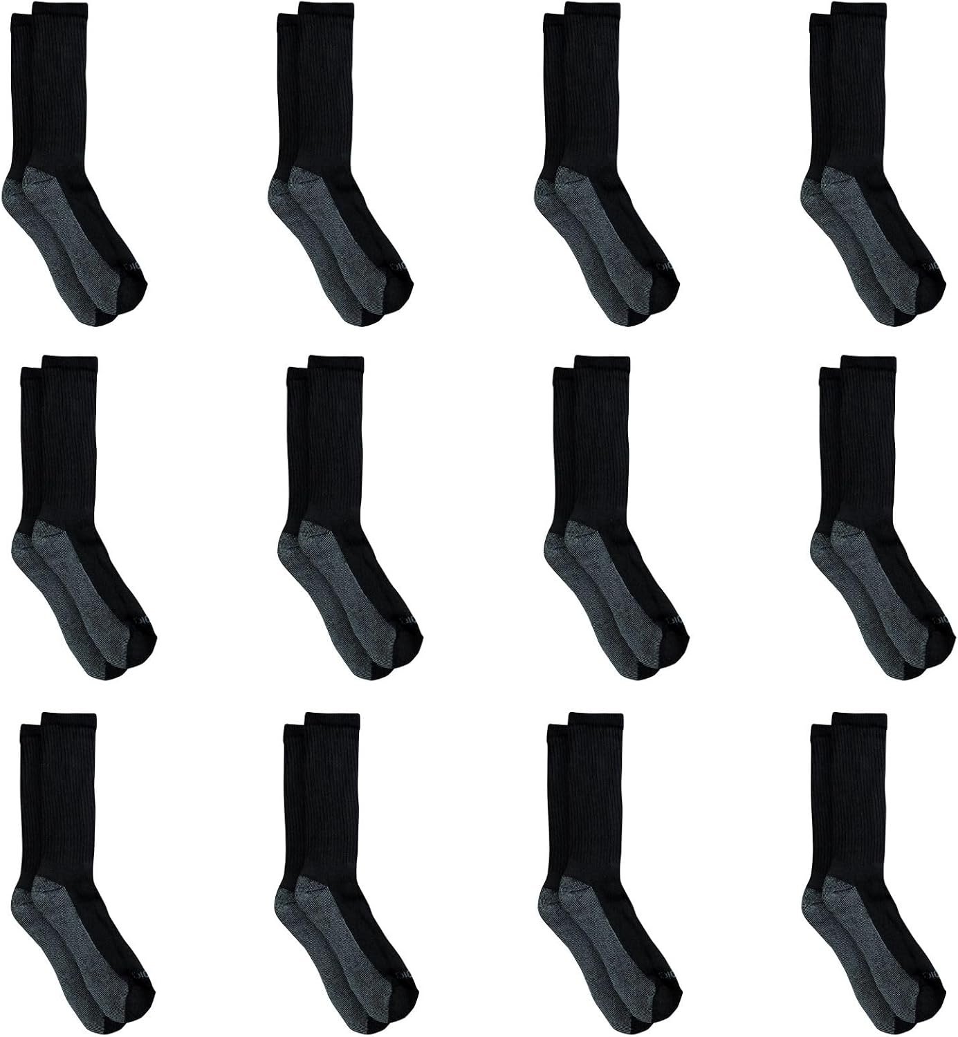 image:imageDickies Mens Dritech Original Moisture Control Crew Socks Available in Mxxl 6 12 18 PairsBlack 12 Pairs