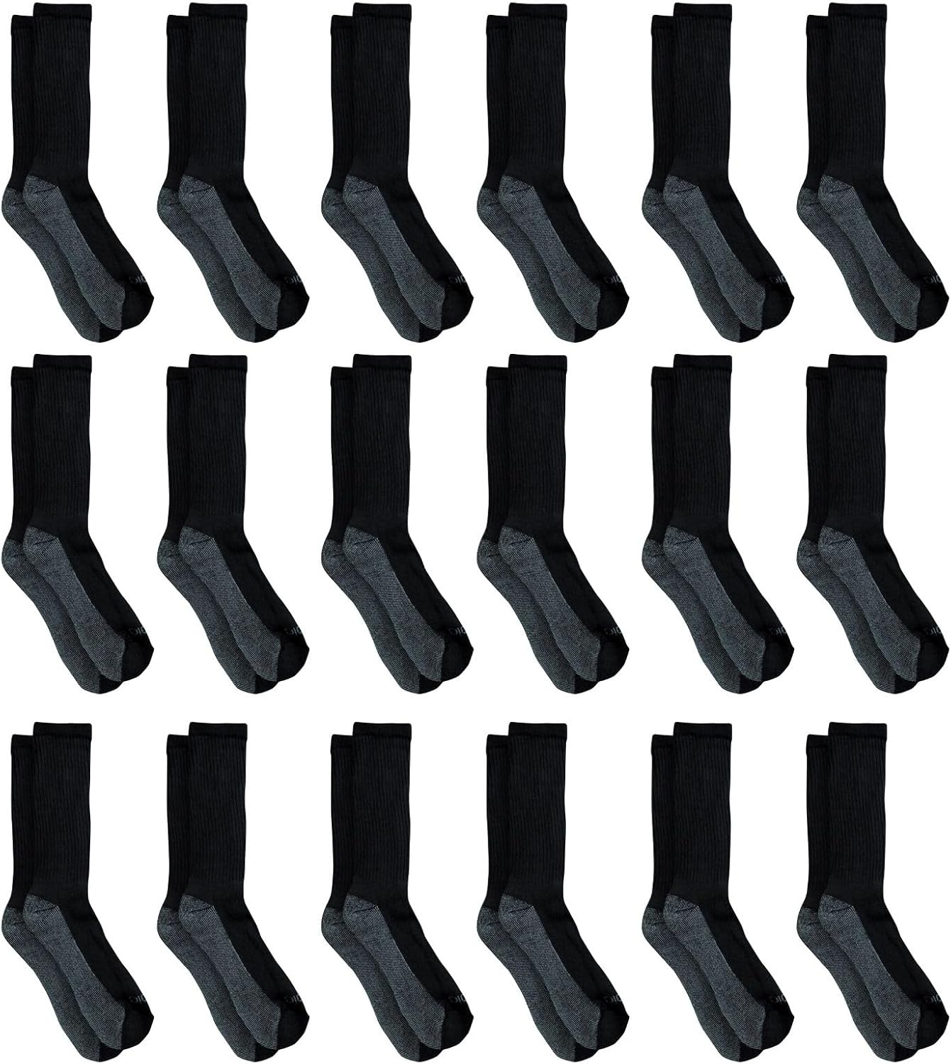 image:imageDickies Mens Dritech Original Moisture Control Crew Socks Available in Mxxl 6 12 18 PairsBlack 18 Pairs