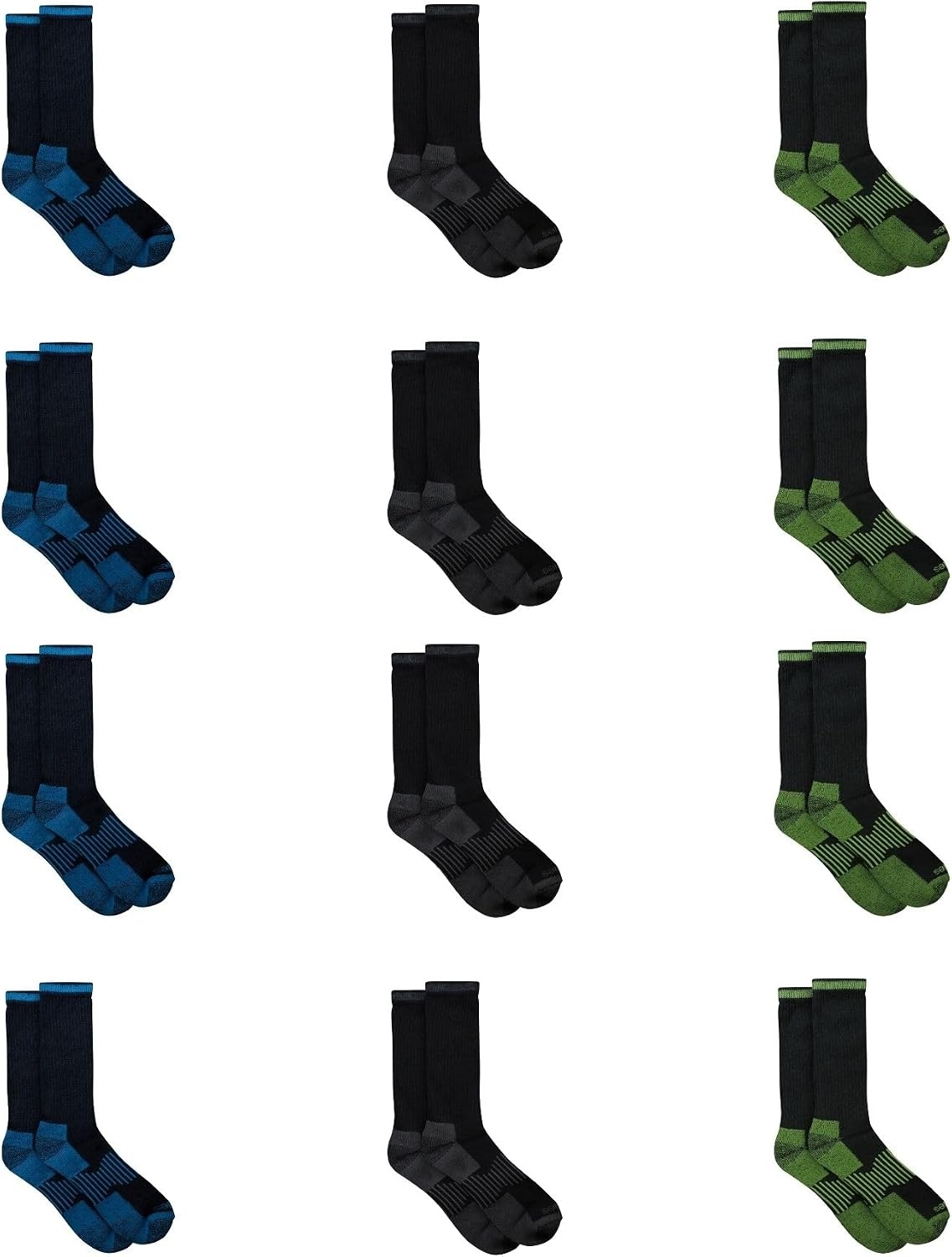 image:imageDickies Mens Dritech Original Moisture Control Crew Socks Available in Mxxl 6 12 18 PairsBlack Bright 12 Pairs