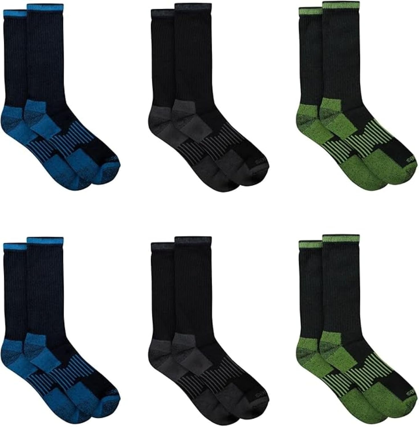 image:imageDickies Mens Dritech Original Moisture Control Crew Socks Available in Mxxl 6 12 18 PairsBlack Bright 6 Pairs
