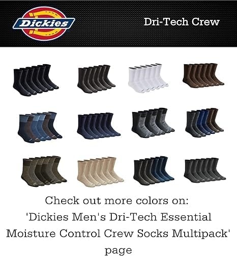 image:imageDickies Mens Dritech Original Moisture Control Crew Socks Available in Mxxl 6 12 18 PairsBlue Assort 12 Pairs