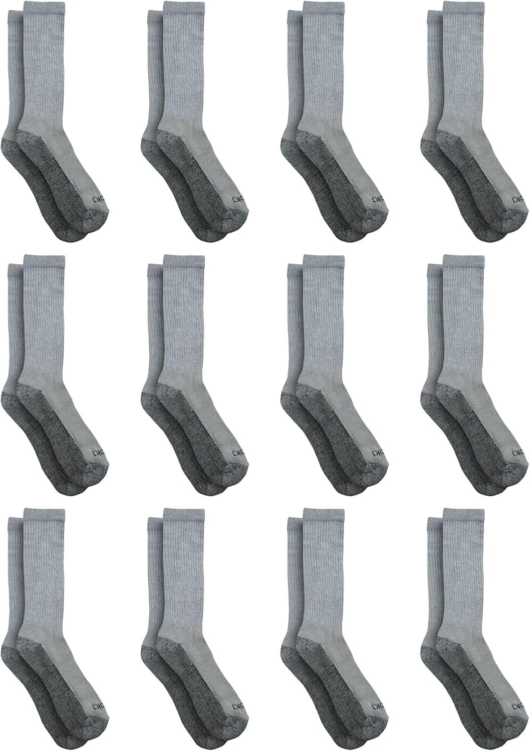 image:imageDickies Mens Dritech Original Moisture Control Crew Socks Available in Mxxl 6 12 18 PairsGray 12 Pairs
