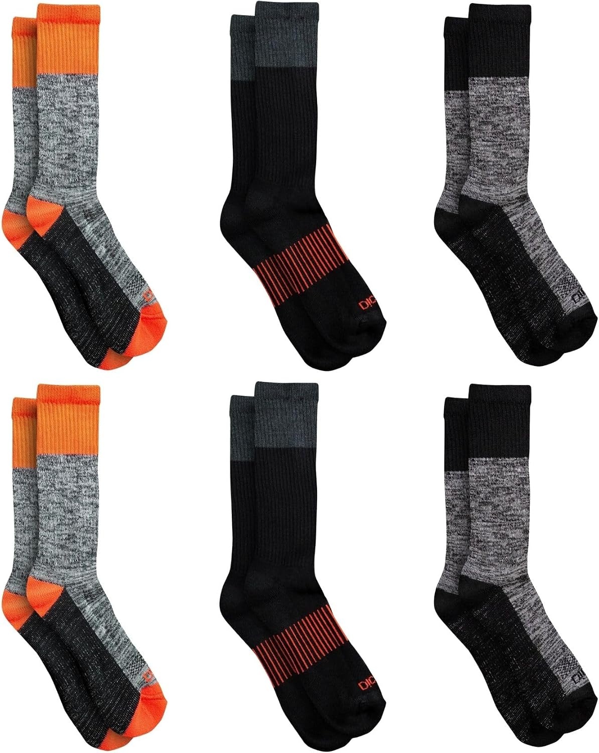 image:imageDickies Mens Dritech Original Moisture Control Crew Socks Available in Mxxl 6 12 18 PairsHivis Orange Black 6 Pairs