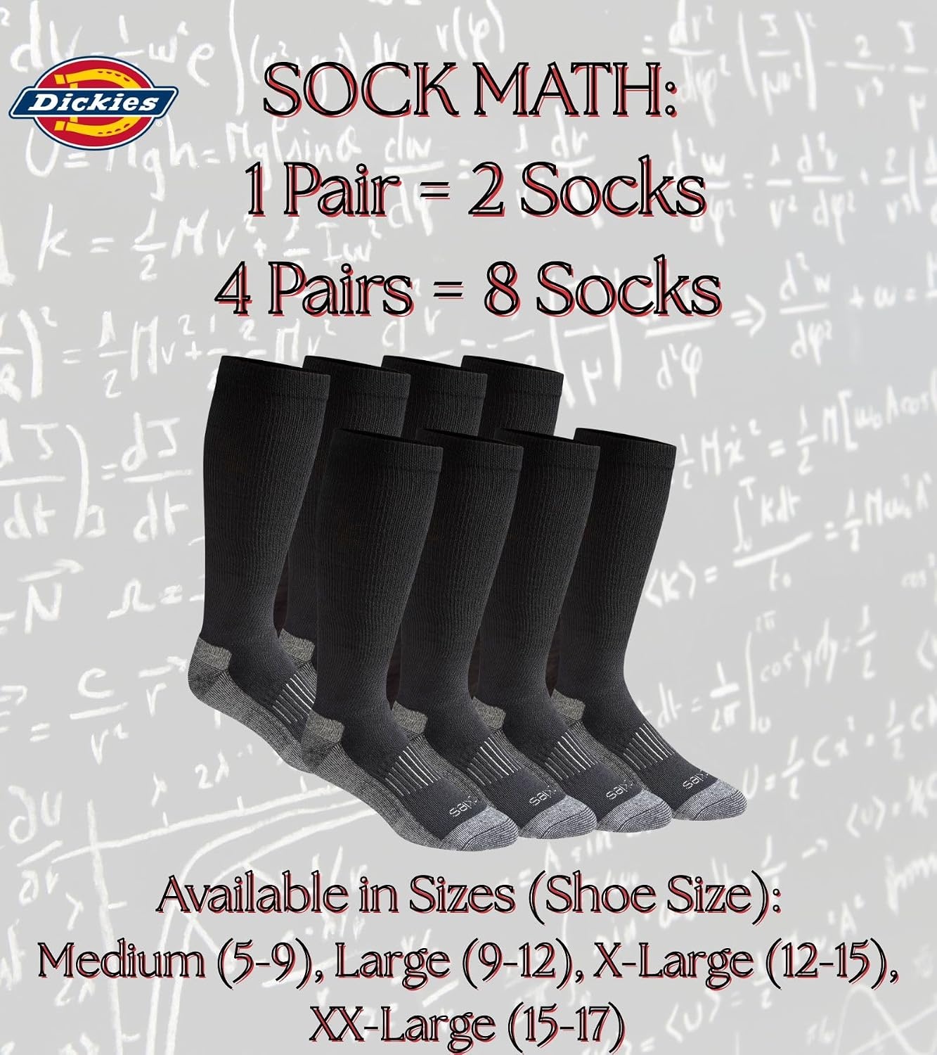 image:imageDickies Mens Light Compression Comfort OverTheCalf Socks Available in MXXL 2 4 6 PairsBlack 4 Pairs
