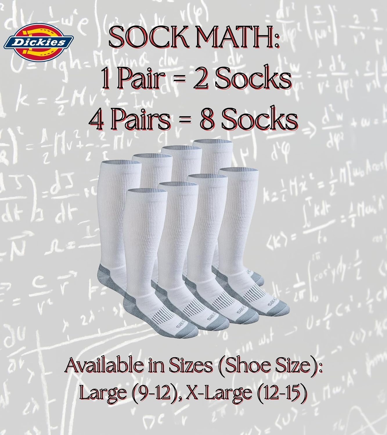 image:imageDickies Mens Light Compression Comfort OverTheCalf Socks Available in MXXL 2 4 6 PairsWhite 4 Pairs