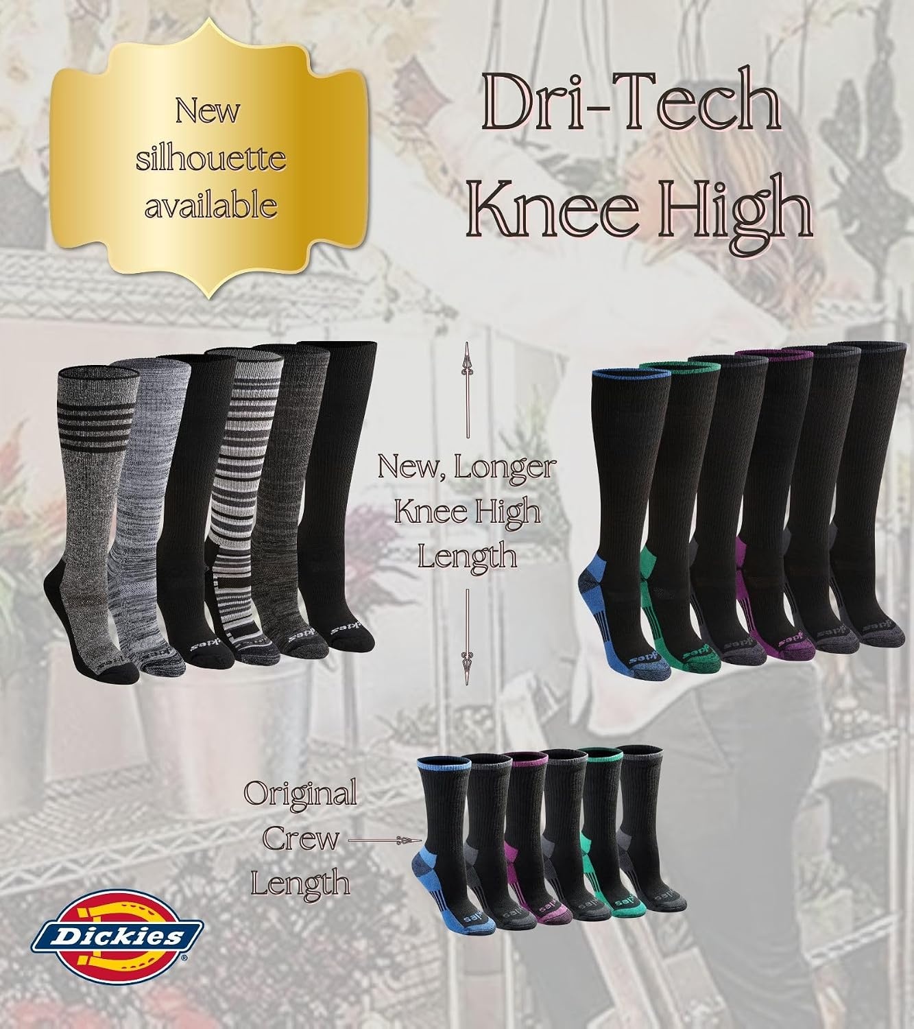 image:imageDickies Womens DriTech Essential Crew amp KH SocksKh Bl Gr 6 Pr