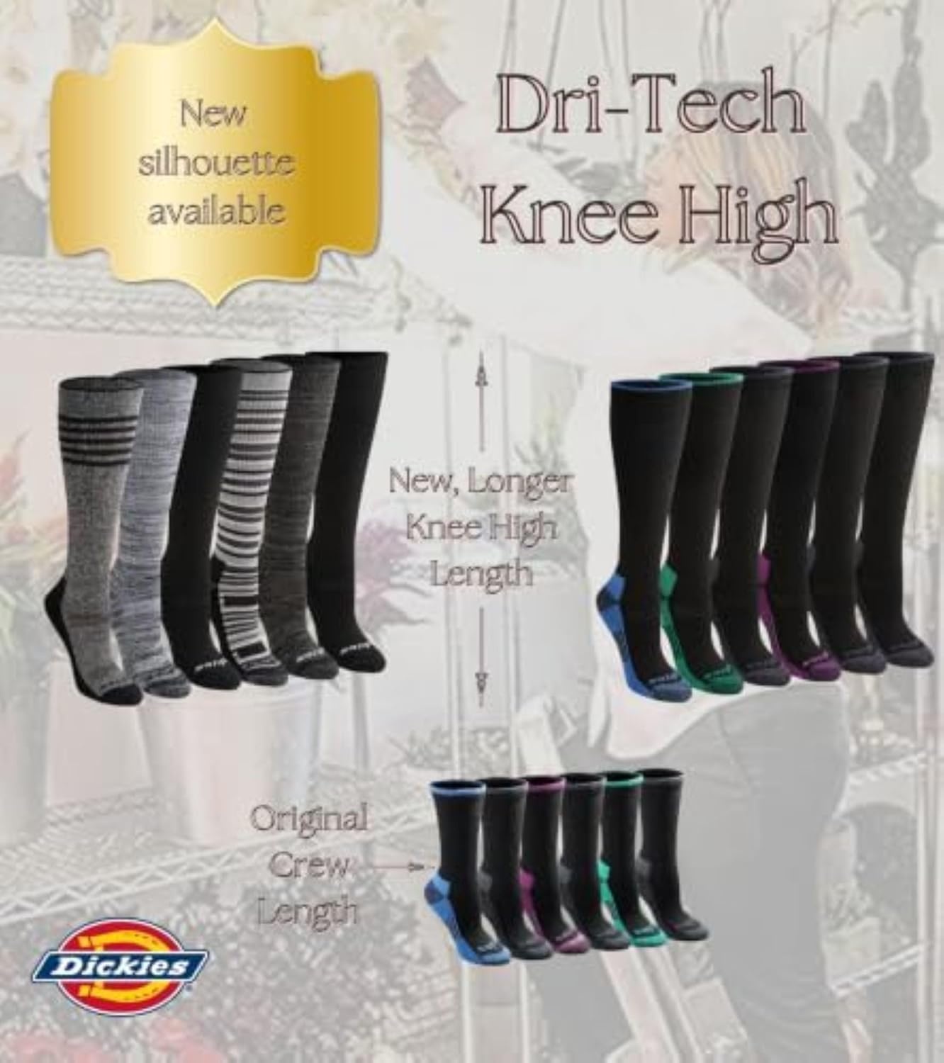 image:imageDickies Womens DriTech Essential Crew amp KH SocksKh Blk 12 Pairs