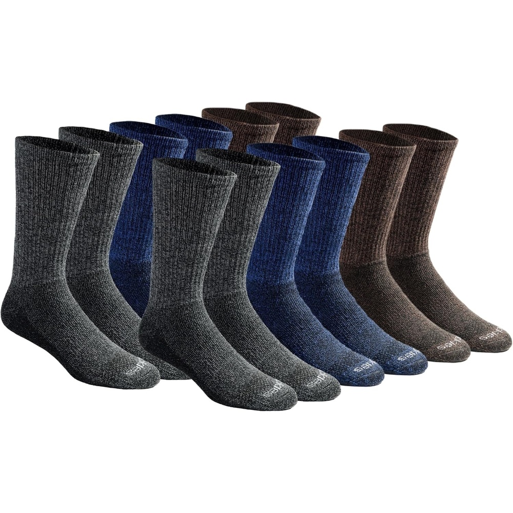 image:imageDickies Mens DriTech Essential Moisture Control Crew Socks Available in MXXL 6 12 PairsGreyBlueBrown 12 Pairs