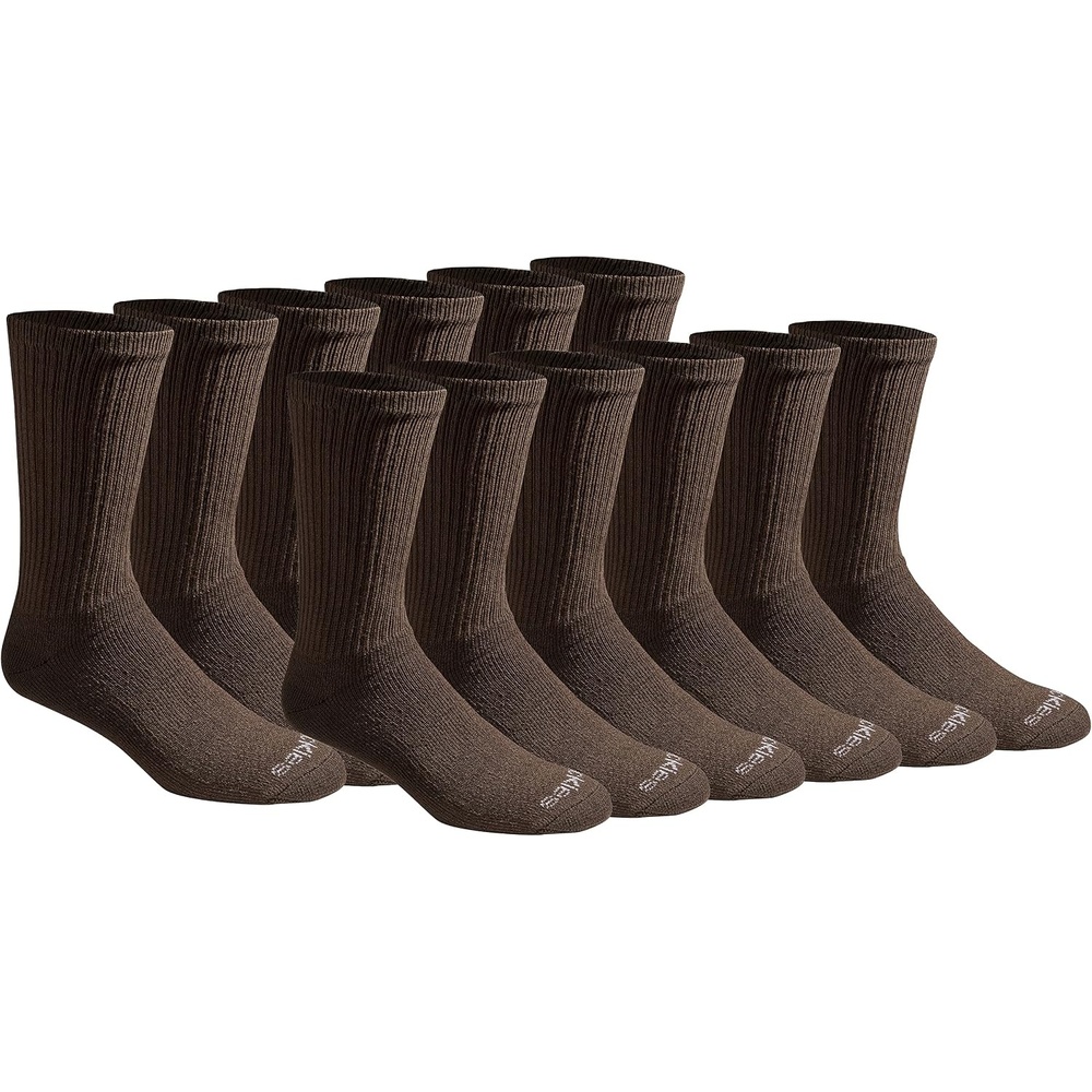 image:imageDickies Mens DriTech Essential Moisture Control Crew Socks Available in MXXL 6 12 PairsSolid Brown 12 Pairs