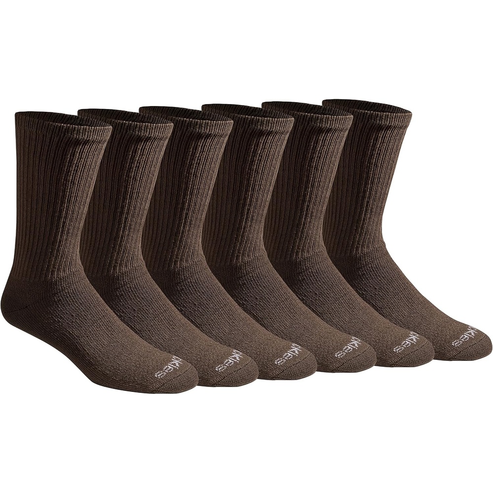 image:imageDickies Mens DriTech Essential Moisture Control Crew Socks Available in MXXL 6 12 PairsSolid Brown 6 Pairs