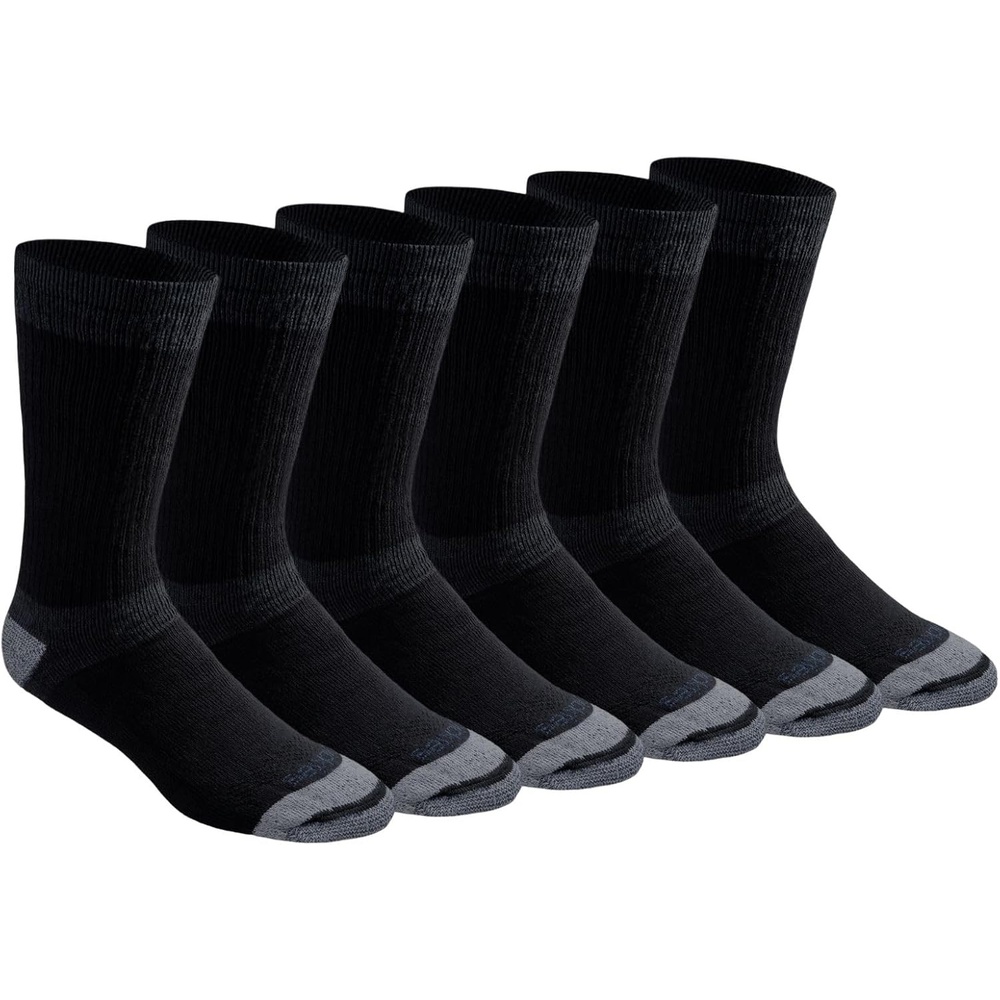 image:imageDickies Mens Dritech Moisture Control Max Full Cushion Crew Socks Available in Mxl 6 12 PairsColorblock BlackChar 6 Pairs