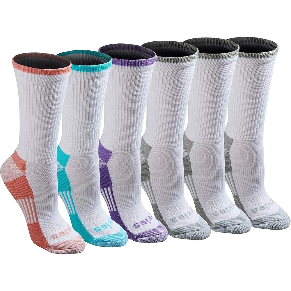 image:imageDickies Womens DriTech Essential Crew amp KH SocksWhite Assorted 6 Pairs