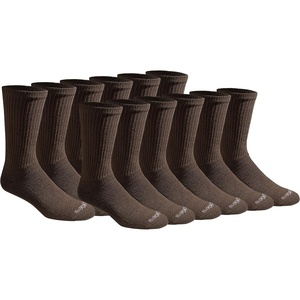 Dickies Men’s Dri-Tech Essential Moisture Control Crew Socks, Available in M-XXL (6, 12 Pairs)(Solid Brown (12 Pairs))