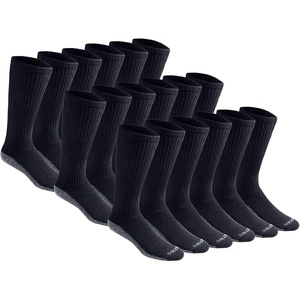 Dickies Men’s Dri-Tech Moisture Control Boot-Length Socks, Available in L-XL (6, 12 Pairs)(Black (18 Pairs))