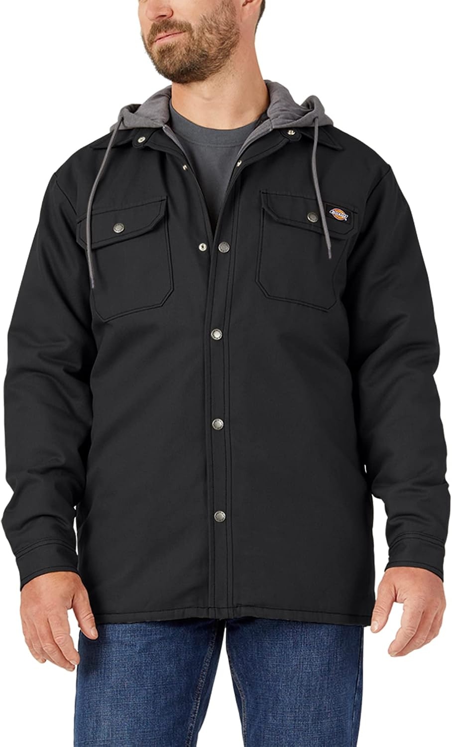 image:imageDickies Mens Fleece Hooded Duck Shirt Jacket With HydroshieldBlack