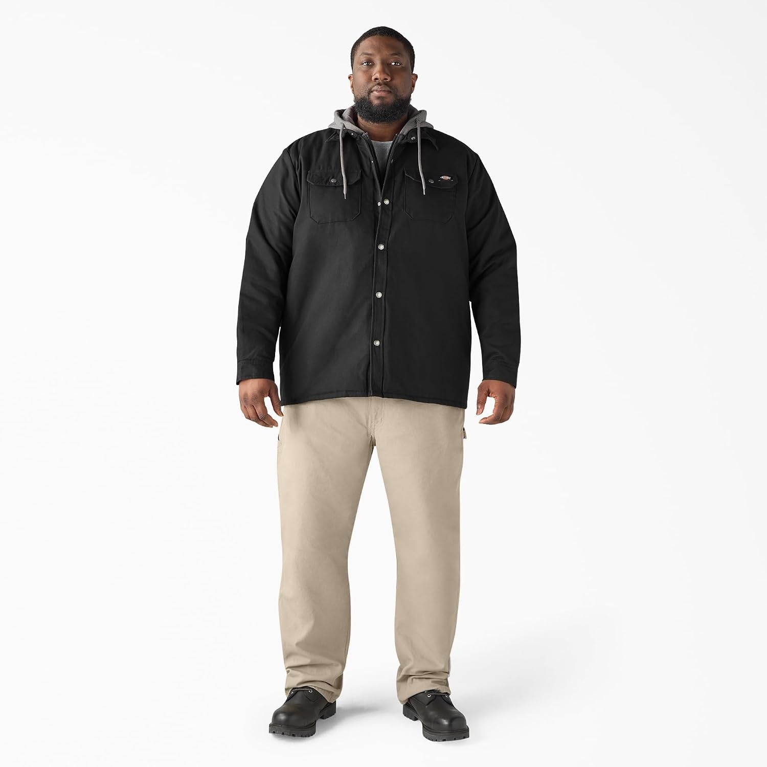 image:imageDickies Mens Fleece Hooded Duck Shirt Jacket With HydroshieldBlack