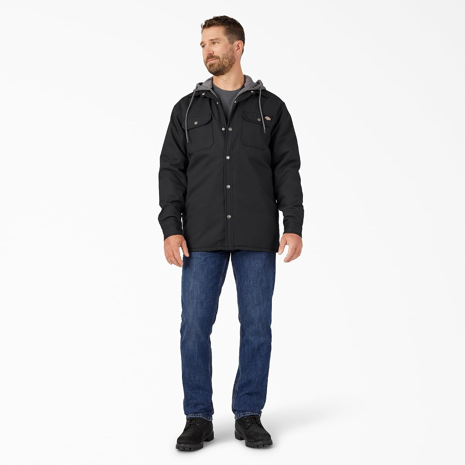image:imageDickies Mens Fleece Hooded Duck Shirt Jacket With HydroshieldBlack