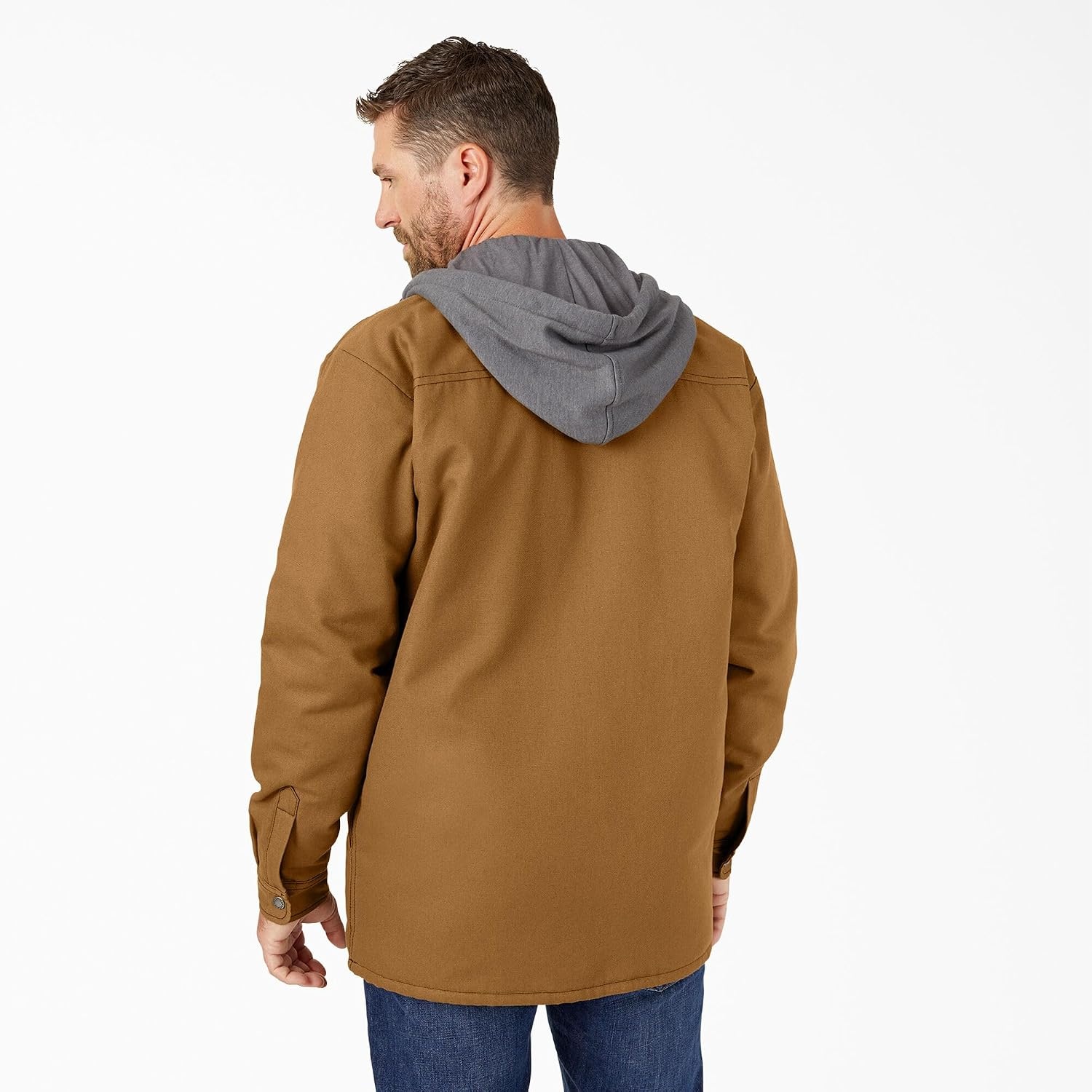 image:imageDickies Mens Fleece Hooded Duck Shirt Jacket With HydroshieldBrown Duck