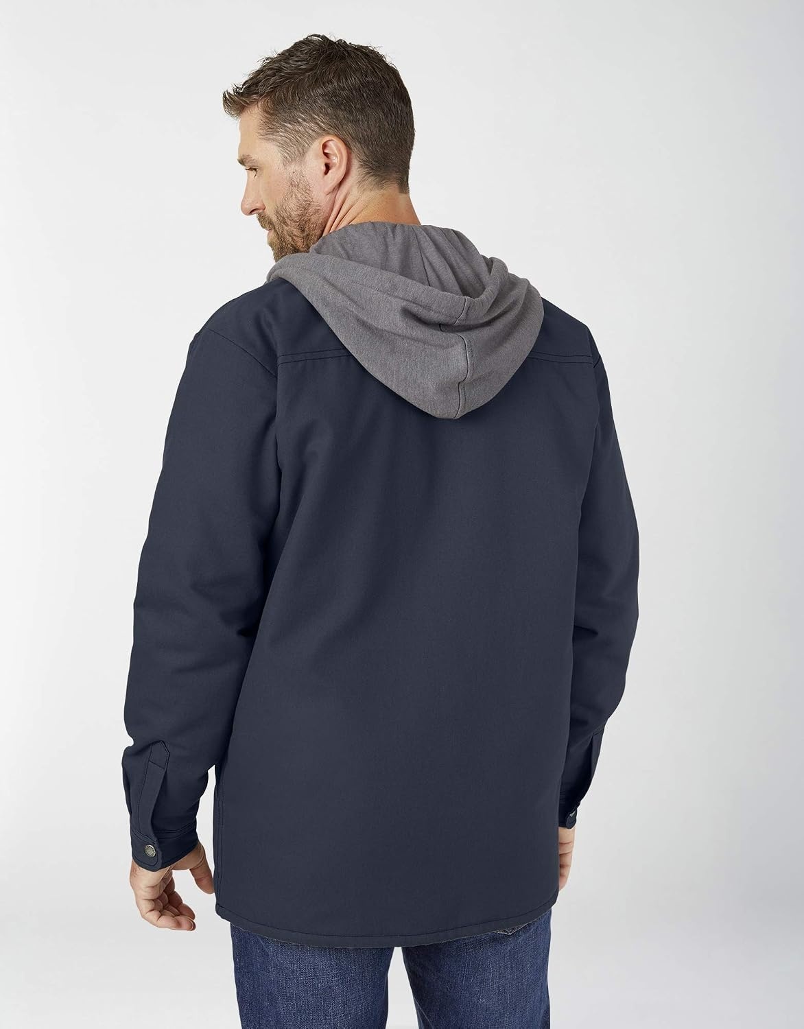 image:imageDickies Mens Fleece Hooded Duck Shirt Jacket With HydroshieldDark Navy