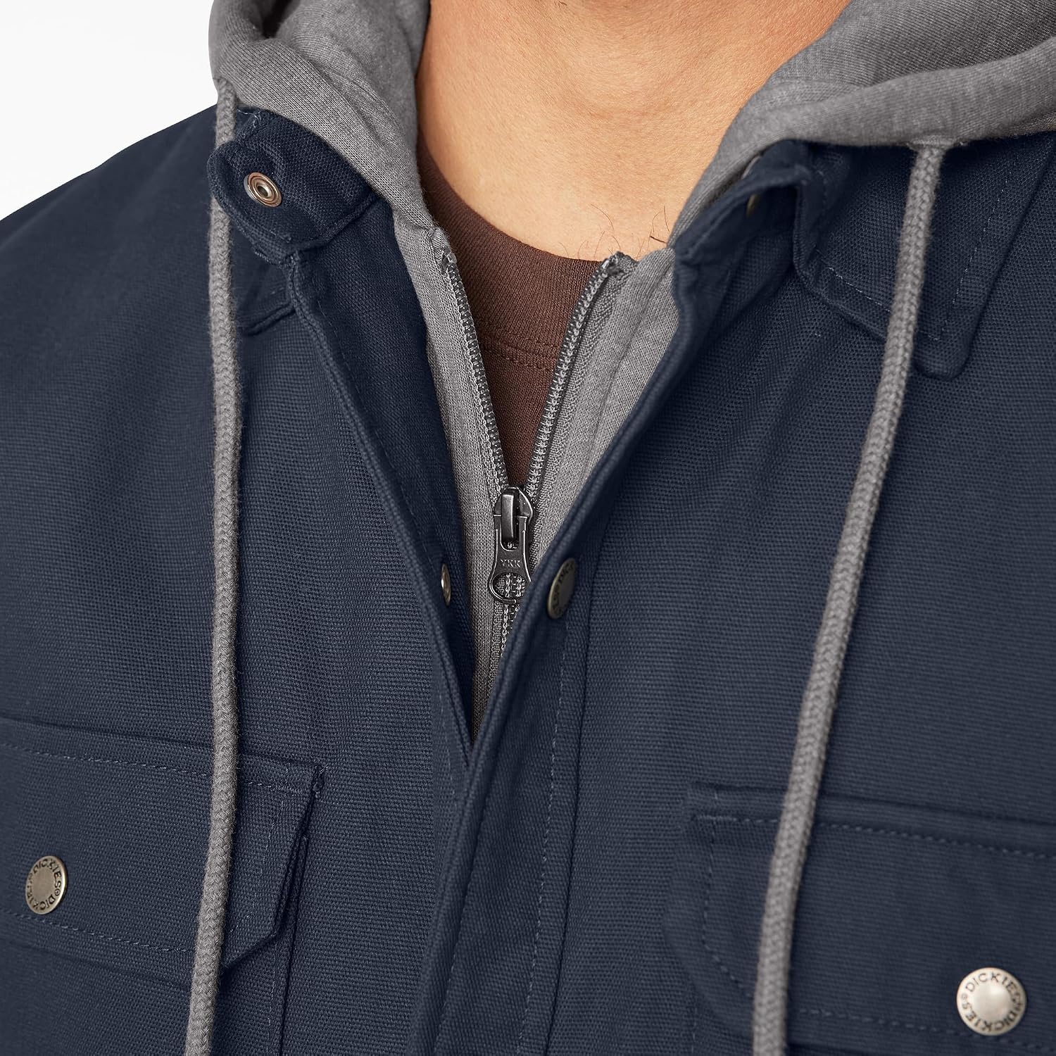 image:imageDickies Mens Fleece Hooded Duck Shirt Jacket With HydroshieldDark Navy