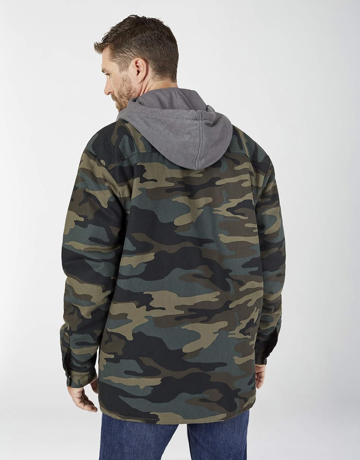 image:imageDickies Mens Fleece Hooded Duck Shirt Jacket With HydroshieldHunter Green Camo