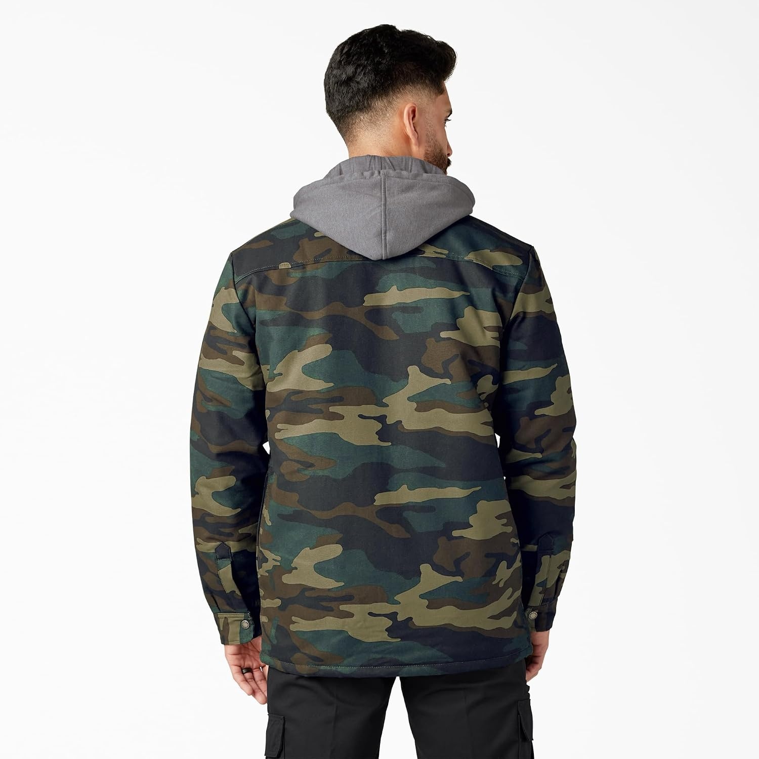 image:imageDickies Mens Fleece Hooded Duck Shirt Jacket With HydroshieldHunter Green Camo