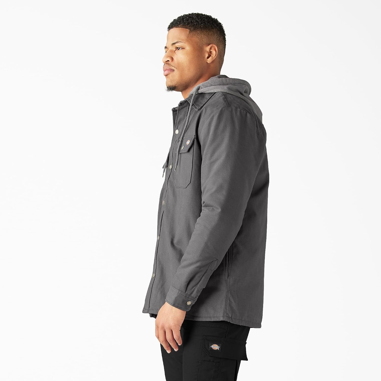 image:imageDickies Mens Fleece Hooded Duck Shirt Jacket With HydroshieldSlate