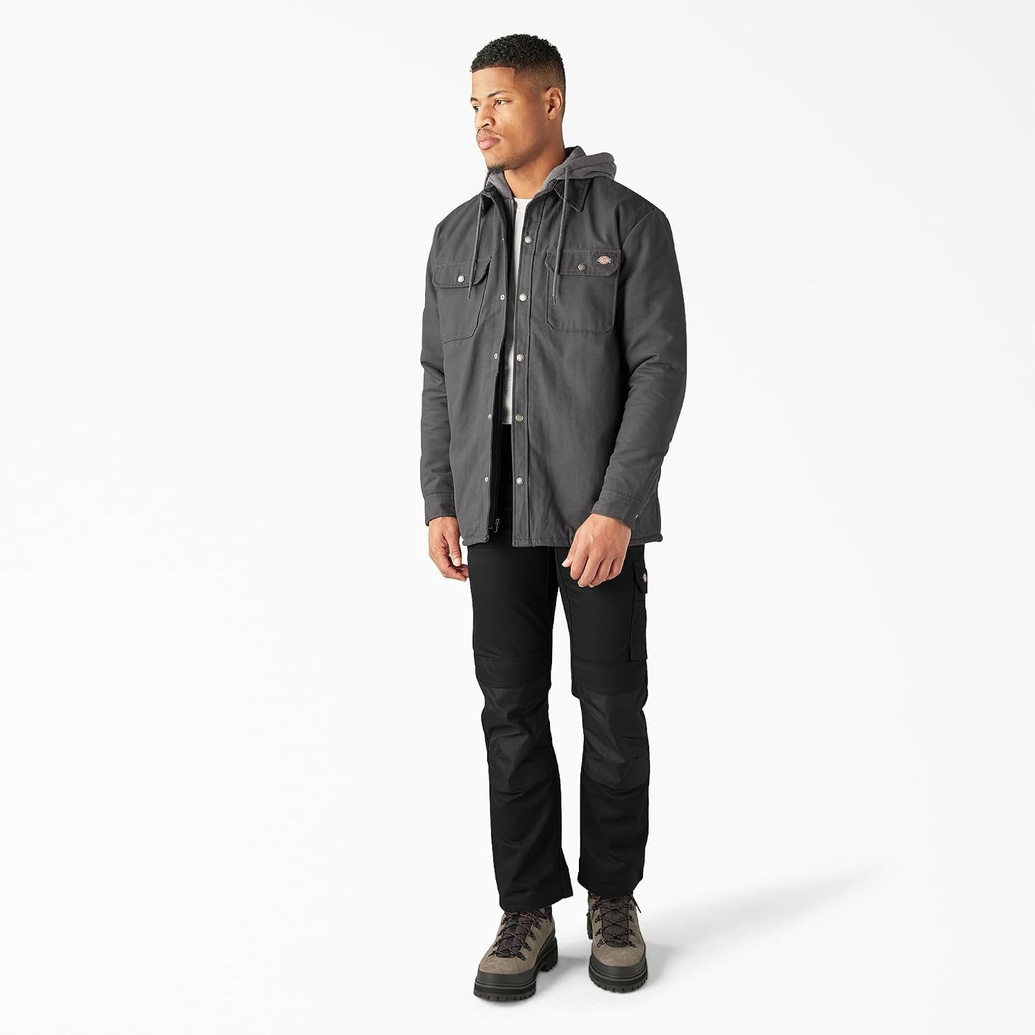image:imageDickies Mens Fleece Hooded Duck Shirt Jacket With HydroshieldSlate