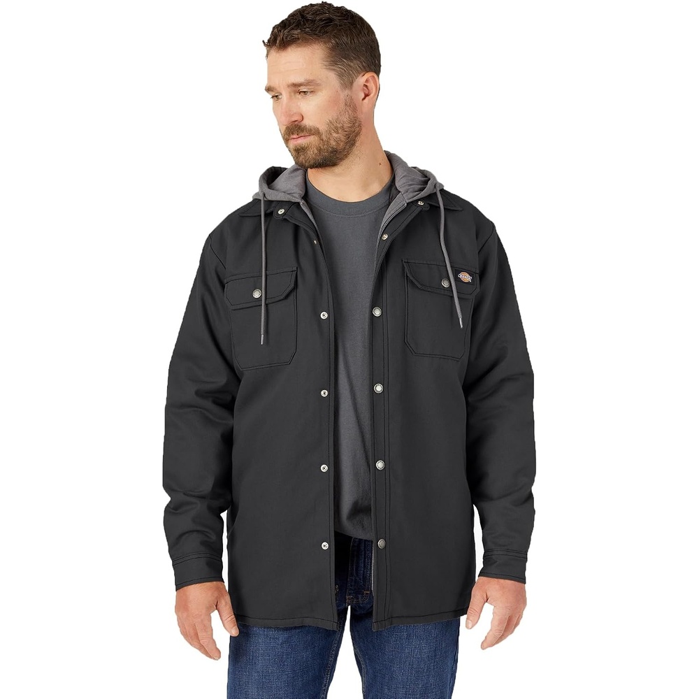 image:imageDickies Mens Fleece Hooded Duck Shirt Jacket With HydroshieldBlack