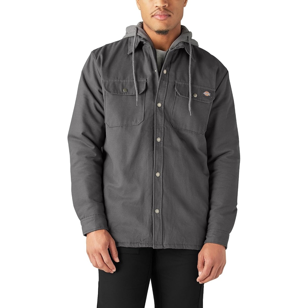 image:imageDickies Mens Fleece Hooded Duck Shirt Jacket With HydroshieldSlate