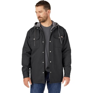 Dickies Men’s Fleece Hooded Duck Shirt Jacket With Hydroshield(Black)