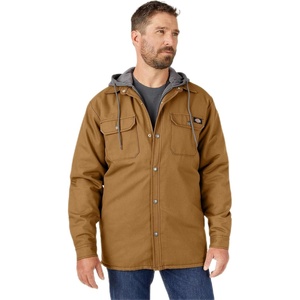 Dickies Men’s Fleece Hooded Duck Shirt Jacket With Hydroshield(Brown Duck)