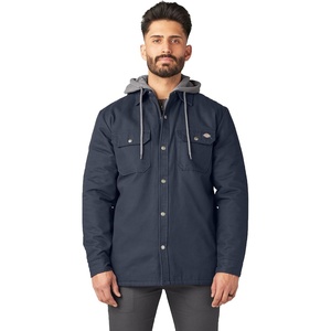 Dickies Men’s Fleece Hooded Duck Shirt Jacket With Hydroshield(Dark Navy)