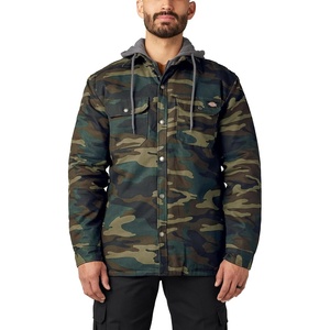 Dickies Men’s Fleece Hooded Duck Shirt Jacket With Hydroshield(Hunter Green Camo)